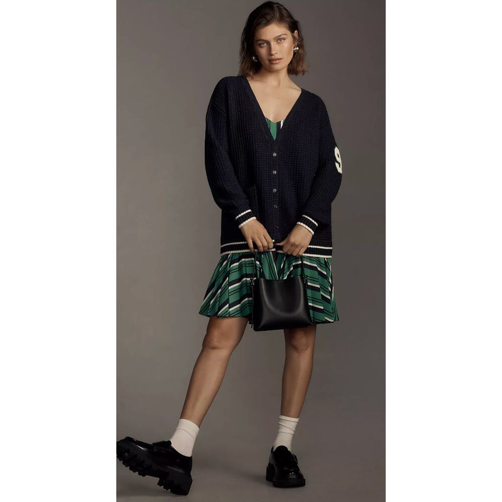 HTF By Anthropologie Varsity Twofer Cardigan Sweater Dress sz. XS